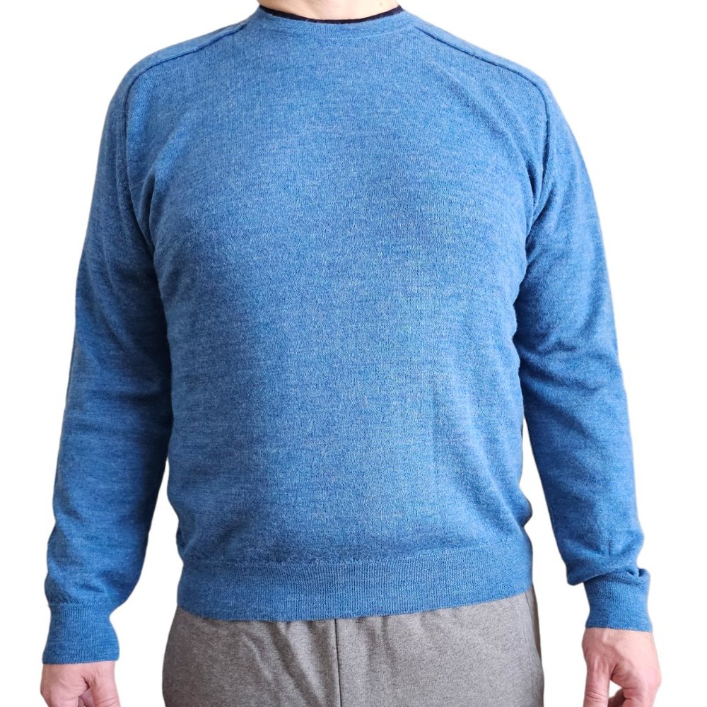 NWT SOL ALPACA PERUVIAN Men's  Sweater Blue Crew Neck- 100 % Baby Alpaca